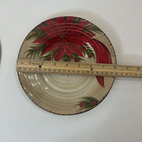 Tabletops Gallery Christmas Carol Hand Painted Crafted Red Poinsettia 8 In Set 2 - Picture 7 of 7